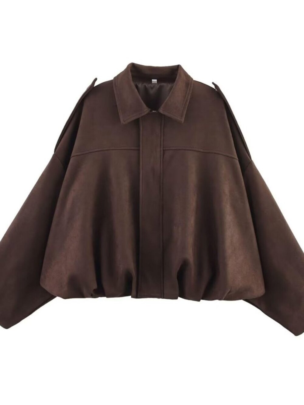 🆕 Women's Faux Suede Bomber Jacket Spring Lapel Pilot Coat Casual Oversized